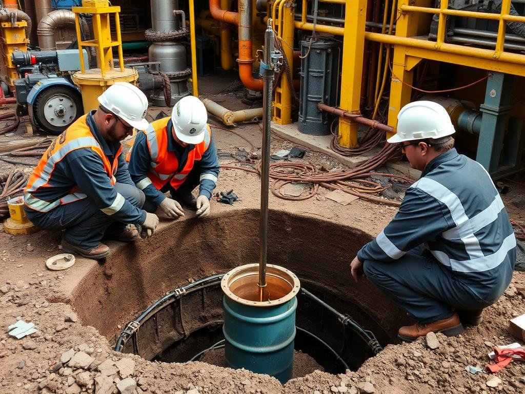 SGI Engineers team installing a chemical earthing pit at an industrial plant