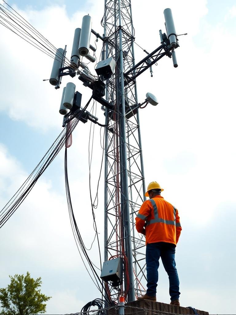 Telecom tower lightning protection and down conductor installation