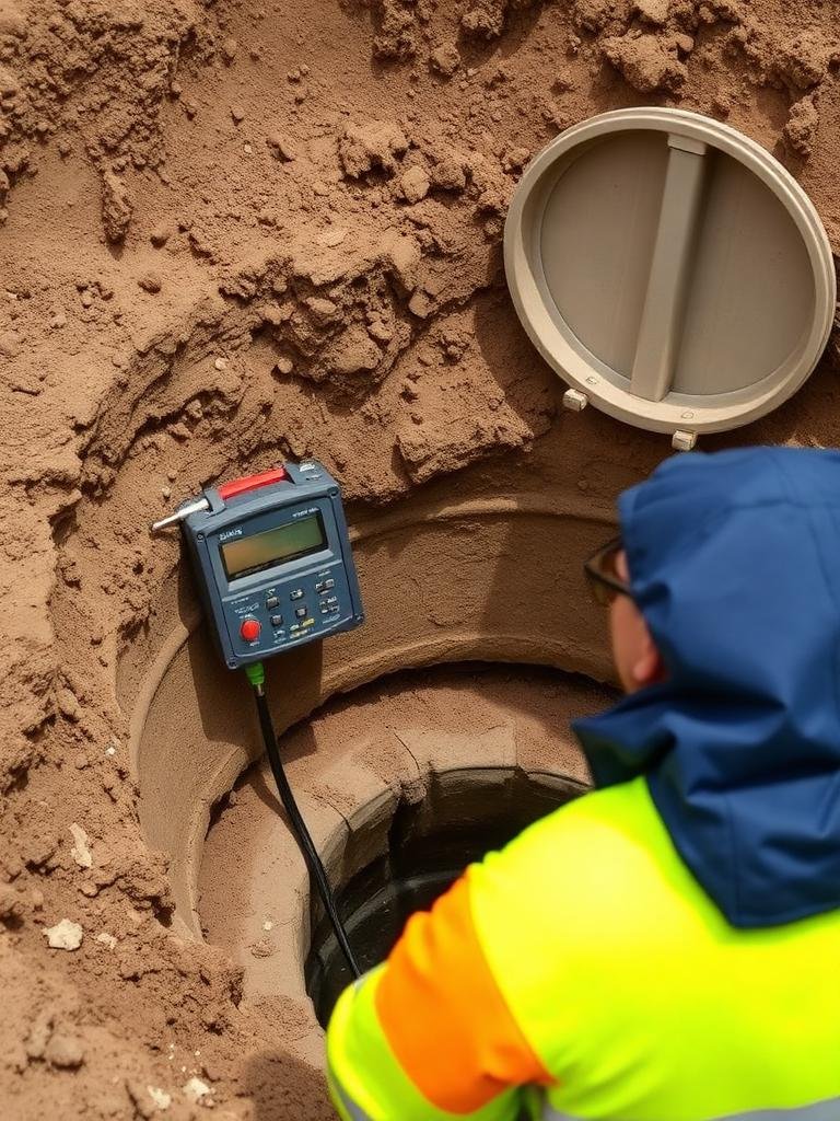 Earth resistance testing at a completed earth pit